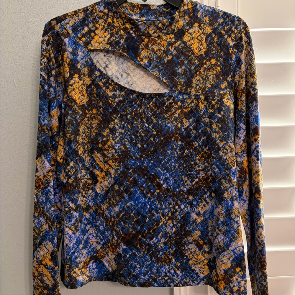 Guess Long Sleeve Top in Blue and Brown